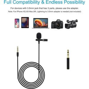 Smartphone microphone, Lavalier Microphone, SZMDLX mini Clip-type (6 FOOT CORD)